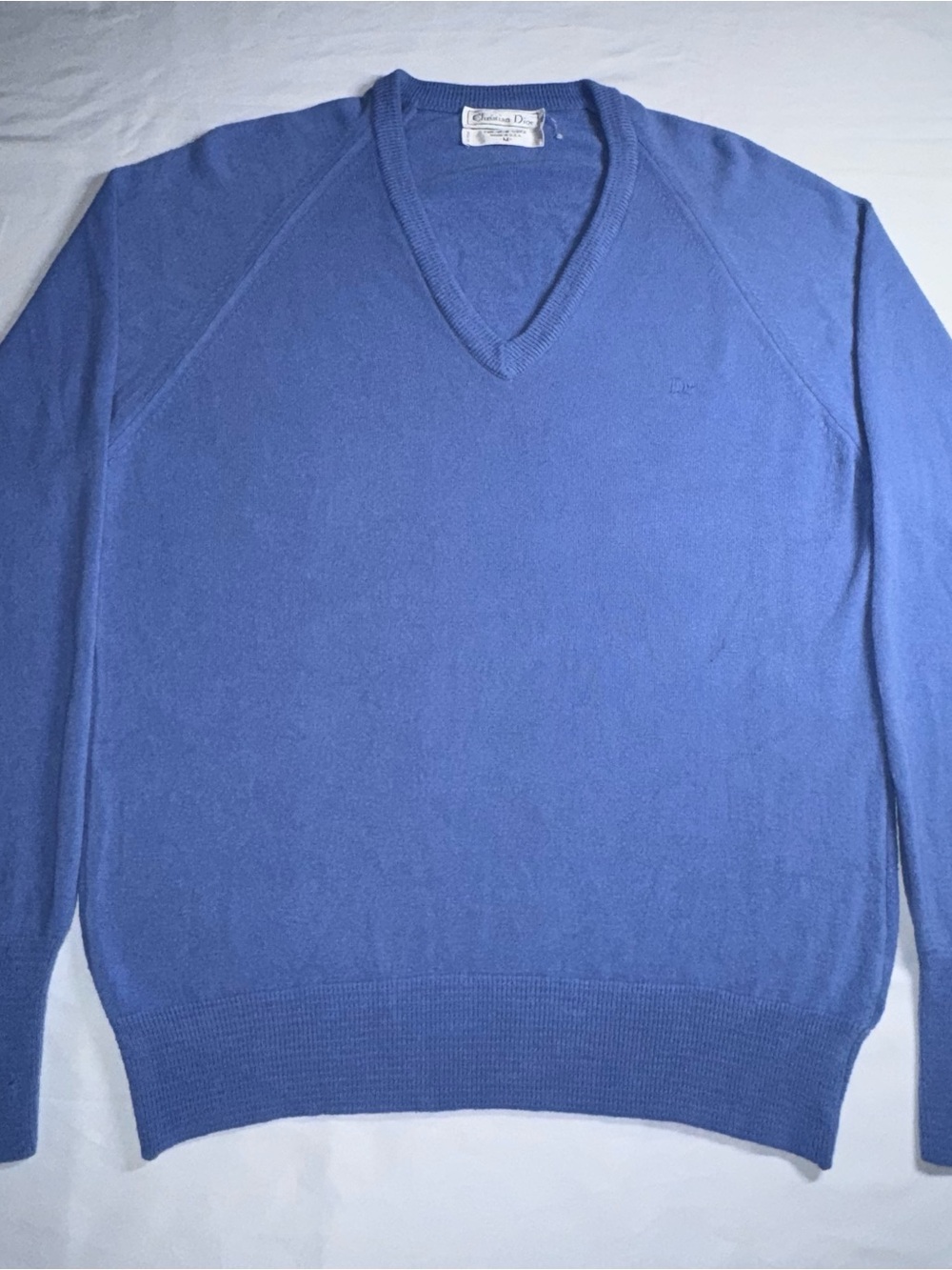 Dior V-Neck Sweater Men/Woman Medium Periwinkle Blue 100% Orlon Acrylic Vintage - Picture 13 of 14